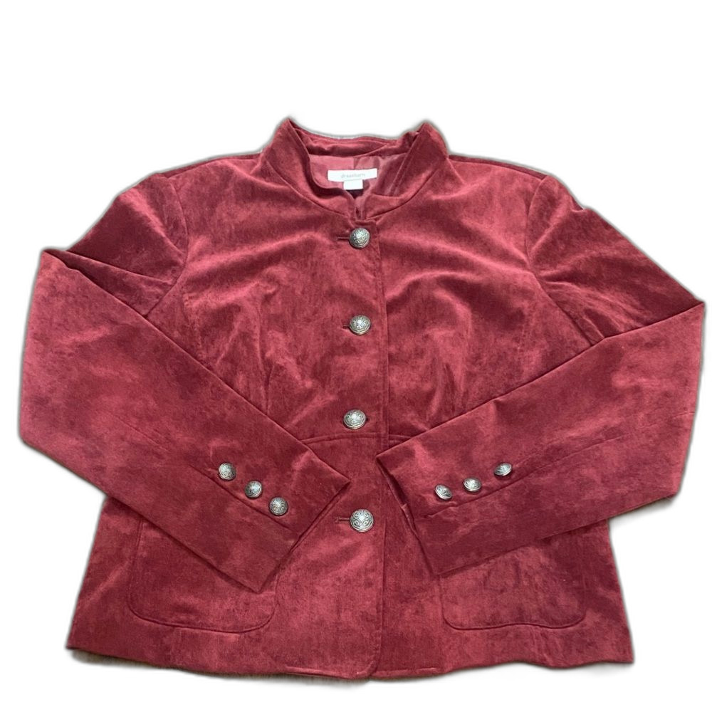 Dressbarn Maroon Button Down Blazer Jacket Burgundy
